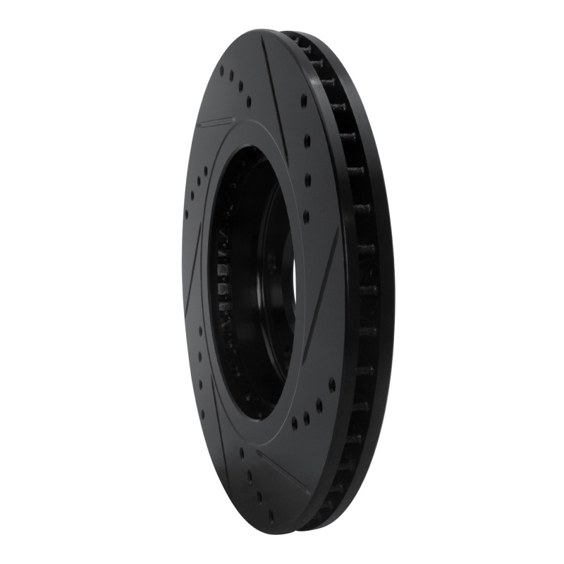 Nissan Sentra Brake Rotor (1) - Front Left - R1 Concepts - Drilled & Slotted - Black - `07-`15